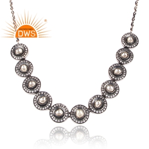CZ Cristal Quartz Gemstone Oxydé Sterling Silver Round Charms Collier Bijoux Collection Classique Dainty Collection - Product Image 2