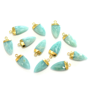 Amazonita de 19 a 21 mm con Argolla, Forma de Media Marquesa, Chapado en Oro, para la Elaboración de Joyas - Product Image 4