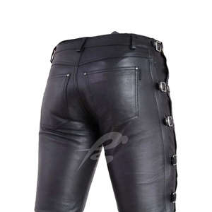 Pantalon de moto pour homme PIHA SPORTS, en cuir véritable noir, imperméable, coupe-vent, pour course et tourisme, écologique, véritable cuir de motard - Product Image 2