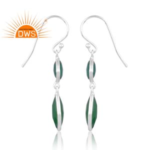 925 Fine Sterling Silver Natural <b>Green</b> Onyx Gemstone Dangle <b>Earring</b> Jewelry For Women Gift For Her - Product Image 2