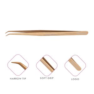 Pinzas doradas de volumen para extensión de pestañas, las mejores pinzas para aislamiento de pestañas, pinzas rectas delgadas de 6mm y 45 grados - Product Image 1