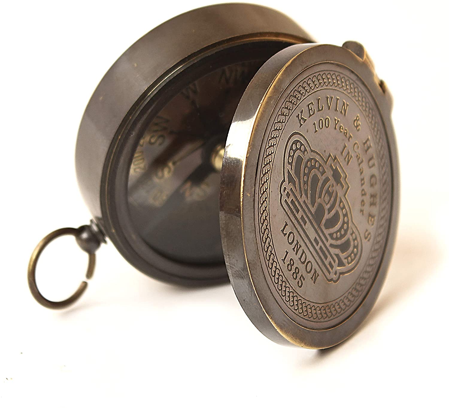 Vintage Kelvin Hughes 100 Year Calendar Compasses Lid Compass CHMN1007