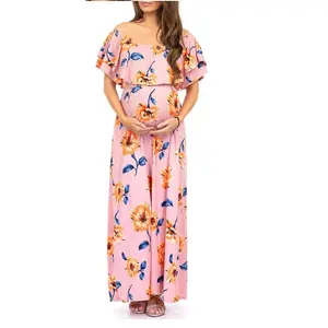 Лидер продаж, льняное/хлопковое высококачественное ориентированное на экспорт платье с коротким рукавом и круглым вырезом для беременных женщин из бангладеш