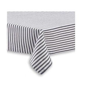 Nappe multi-rayures en coton biologique, noir et blanc, prix bon marché, pour Table, en coton certifié - Product Image 1