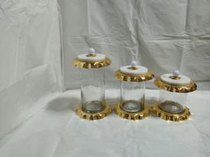 New Latest Design <b>Glass</b> Canister with Lotus Metal Lid - Product Image 2