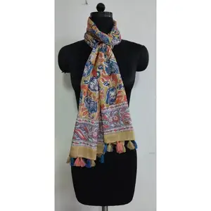 Hand Block Printed Cotton Scarf with tassel Soft Cotton Scarf Women Latest Design Scarf