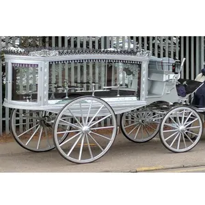 Horse Drawn Funeral Hearse/Carriage Silber Glas überzogene Sarg Pferde kutsche Victorian Silver Funeral Horse Drawn Carriage