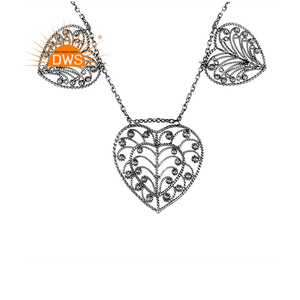 Collares de plata de ley 925 oxidados para mujer, joyería hecha a mano, collar con estilo de corazón múltiple, joyería de plata al por mayor - Product Image 2