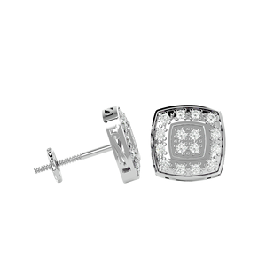 Pendientes de Diamantes Naturales de 1/2 Quilate de Primera Calidad en Oro de 10K |   Diseño de Halo Cuadrado en Racimo, Joyería Fina Unisex para Hombres y Mujeres - Product Image 4