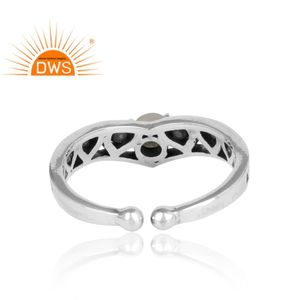 Bague en argent 925 avec pierre de lune arc-en-ciel sertie à griffes, style ethnique, bijoux oxydés, collection classique du fabricant - Product Image 4