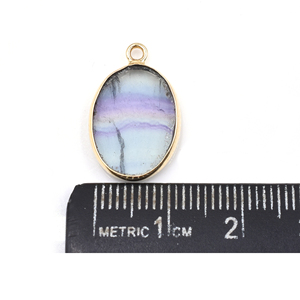 Fluorita de Forma Ovalada con Engaste de Plata de 19 a 21 mm con Dije Chapado en Oro para la Fabricación de Joyas - Product Image 4