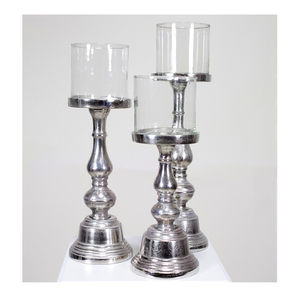 Nouvel ensemble de 3 bougeoirs en forme de pilier pour décoration intérieure et extérieure, bougeoirs faits à la main pour bougies chauffe-plat, finition couleur or - Product Image 6