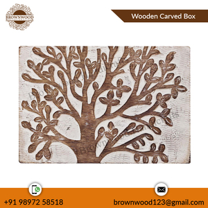 Caja tallada de madera de mango rectangular de lavado blanco quemado hecha a mano de diseño elegante de calidad superior para regalo y artesanía - Product Image 3