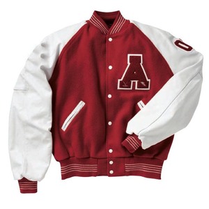 Vestes universitaires en laine personnalisées pour hommes avec manches en cuir, patchs en chenille, col montant, logo frontal, écologiques et respirantes - Product Image 4