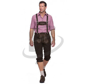 Costumes d'Oktoberfest bavarois bio, pantalon Lederhosen en cuir de vache, pour festival de la bière, Halloween, cosplay, fête costumée - Product Image 4