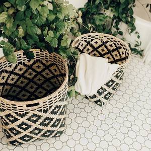 ตะกร้าสานมือสไตล์โบโฮสำหรับใส่ของตกแต่งบ้าน,ตะกร้าจัดระเบียบเสื้อผ้าสำหรับห้องนั่งเล่นแนวชนบท - Product Image 5