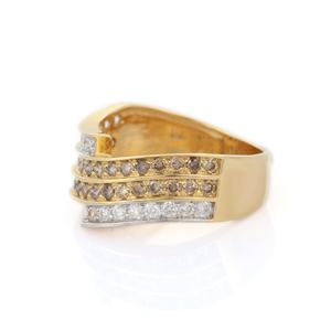 แฮนด์เมดธรรมชาติล้ำค่ารอบแหวนเพชร14K แข็งสีเหลืองทองวงแหวนเครื่องประดับหรูหราของขวัญครบรอบสำหรับผู้หญิง - Product Image 3