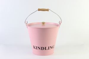 Cubo de metal de almacenamiento de madera en color negro con diseño simple perfecto para almacenamiento de carbón en interiores y accesorios para fogatas - Product Image 3