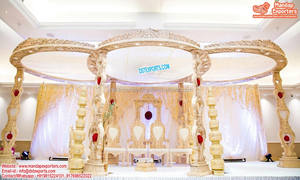 Gujarati <b>Wedding</b> Designer Wooden Mandap USA Traditional <b>Wedding</b> Wooden Mandap Decoration <b>Wedding</b> Wooden Handicraft Mandap Canada - Product Image 5