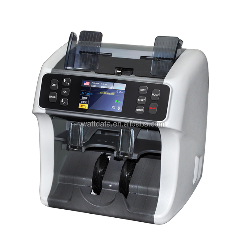 TWO pockets Multi currency mix value counting and sorting machine Bill Counter professional bill sorter