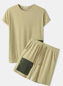 Conjunto de ropa de salón de algodón de punto liso con cuello redondo unisex para hombre, ropa de dormir de verano de Bangladesh - Product Image 6