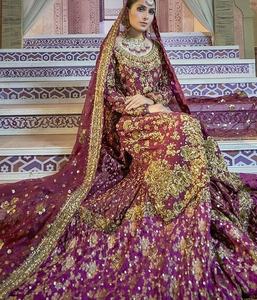 2019 Stylish Beautiful Indian & Pakistani Straight Kurta with Flared Gharara Heavy Zardozi Embroidery for <b>Wedding</b> Dress - Product Image 2