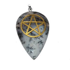 Colgantes de gota de ágata en forma de estrella Artesanía de piedra semipreciosa grabada con estilo - Product Image 1