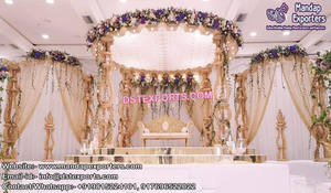 Mandap de mariage exclusif en bois, art Triveni, triple piliers, fabricants de mandap en bois, mandap de mariage en bois à trois piliers, Canada - Product Image 6