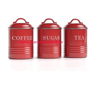 Red Custom Metal Storage <b>Tea</b> Coffee and Suger Storage Canister Top Selling and High Quality on Hot <b>Sale</b> - Product Image 1