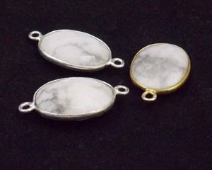 Jaspe naturel connecteur de pierres précieuses fait à la main Double caution lunette à facettes plaqué or forme ovale résultats de bijoux en argent Sterling - Product Image 3