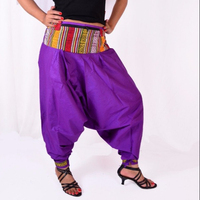 Pantalon ample en coton pour femmes, ceinture argentée, style sarouel, affine le côté, avec 2 poches