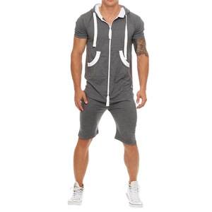PIHA SPORTS Men's One-Piece Jumpsuits Short Sleeve <b>Cargo</b> <b>Pants</b> 2 in 1 Design Spandex/Polyester Summer <b>Work</b> Fashion New - Product Image 4