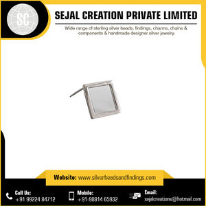 Montures et montures de bijoux en argent sterling 925 avec lunette carrée - Product Image 3