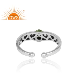 Anillo ajustable de Plata de Ley 925, GEMA de peridoto Natural apilable, proveedor de joyería - Product Image 4