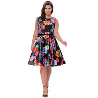 Robe courte rétro vintage style Audrey Hepburn Grace Karin, taille plus, sans manches, en coton, années 50 et 60, CLE02199