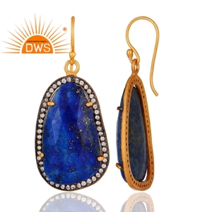 Pendiente de piedras preciosas de lapislázuli Natural y Cz de Plata de Ley 925 para mujer, joyería para mujer, regalo para ella - Product Image 3