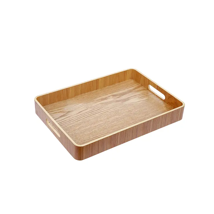 Rectangle Serving Tray with Handles High Quality Non-slip Willow Wood Plate Dish Wooden Plate Natural Wood Customized Pattern