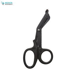 Full Black Plastic Handle Universal Bandage Scissor - Single Use Scissors - Product Image 1