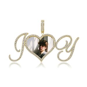 Personalizzato ghiacciato ti <span class=keywords><strong>amo</strong></span> bolla iniziale cuore memoria foto ciondolo collana di moda accessorio - Product Image 3