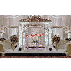 Top boda perla blanca Bollywood escenario Mandap boda asiática Bollywood escenario decoración EE. UU. boda perla blanca fibra escenario configuración - Product Image 1