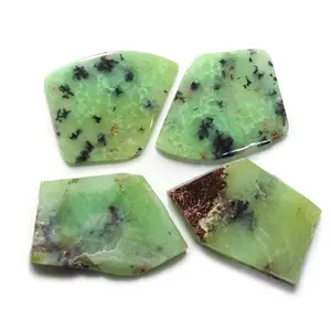 Cabochão de forma áspera para crisoprase Austrália Natural 4 Peças Fatias Suaves