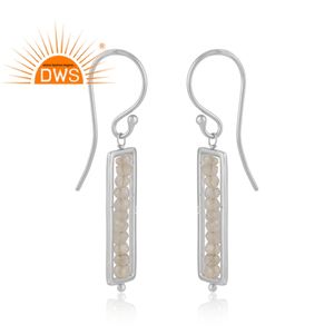 Rainbow <b>Moonstone</b> Gemstone Earrings Jewelry Designer 925 Sterling Fine Silver Women's Hook Earrings Supplier - Product Image 2