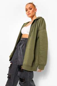 เสื้อมีฮู้ดมีซิปแฟชั่นสำหรับผู้หญิง, เสื้อกันหนาวถักแบบมีฮู้ดสำหรับผู้ชายทรงโอเวอร์ไซส์ - Product Image 2