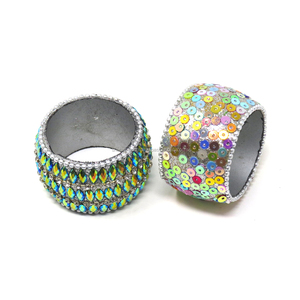 Rond de serviette vert naturel, anneaux de serviette, anneau de serviette à paillettes Lac - Product Image 5