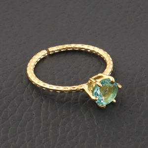 Offre Spéciale dame bague 6mm diamant coupe Lite bleu Quartz or/argent plaqué griffes ensemble réglable doigt ouvert pour la vente en gros - Product Image 5