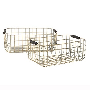 SET OF 3 NICE SELLING GOLD COLOR WIRE BASKET WITH HANDLE KITCHEN DECORATIVE FRUITS BASKET COST EFFECTIVE METAL WIRE BASKET - Product Image 6