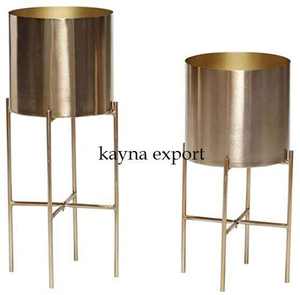 New Fancy Decorative Metal Planter with Powder Coated Black Stand Wedding Party and Hotel Floor Decoration Designer Planter - Product Image 2