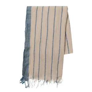 Hand Loomed Cotton Linen Turkish Peshtemal Towel Foulard Pareo Crinkle Colorful Striped Prewashed Turkish Beach Bath Towel