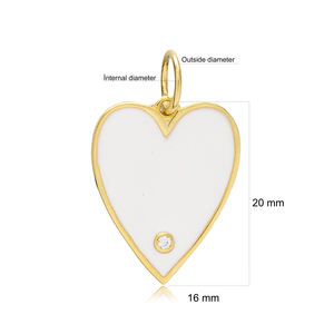 Breloque en pierre de Zircon en émail blanc, Design cœur, nouvelle tendance, bijoux romantiques turcs en argent Sterling 925 faits à la main - Product Image 5