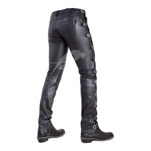 Pantalon de moto pour homme PIHA SPORTS, en cuir véritable noir, imperméable, coupe-vent, pour course et tourisme, écologique, véritable cuir de motard - Product Image 6